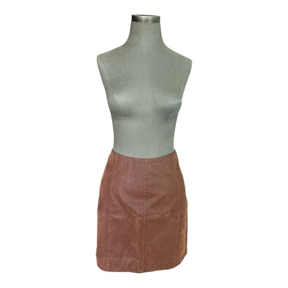 Free People Rust Brown Faux Suede A-Line Mini Skirt Women’s Size 8 NWOT - Picture 5 of 9